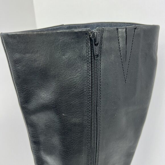 Seychelles Black Leather Tall Knee High Boots Size 9 Heeled Boots Zip Up - Picture 7 of 13